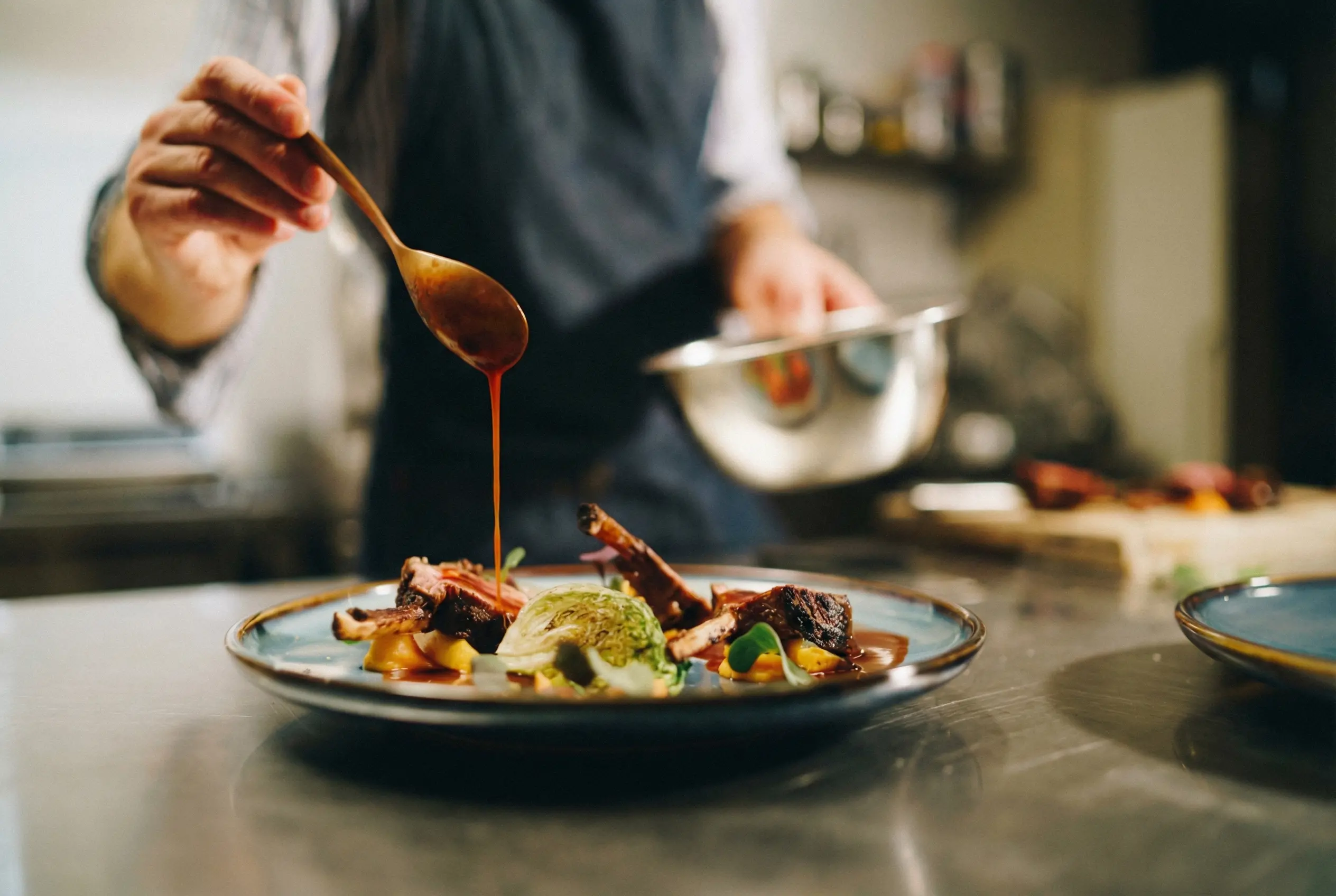 Private chef preparing a gourmet menu in a luxury villa on the Costa Blanca