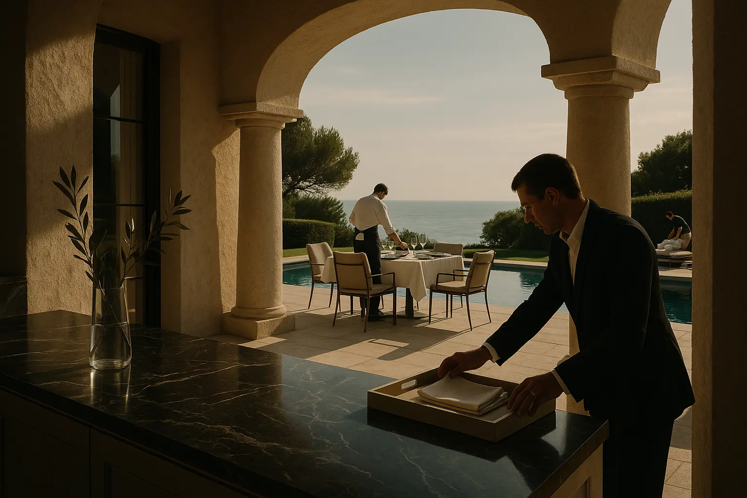 Luxury villa at night